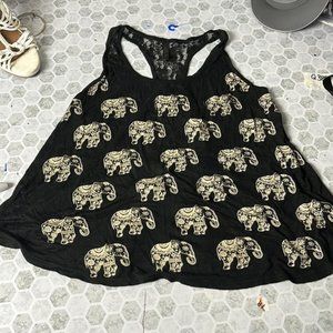 Full Tilt Medium Black Elephant Graphic Tank